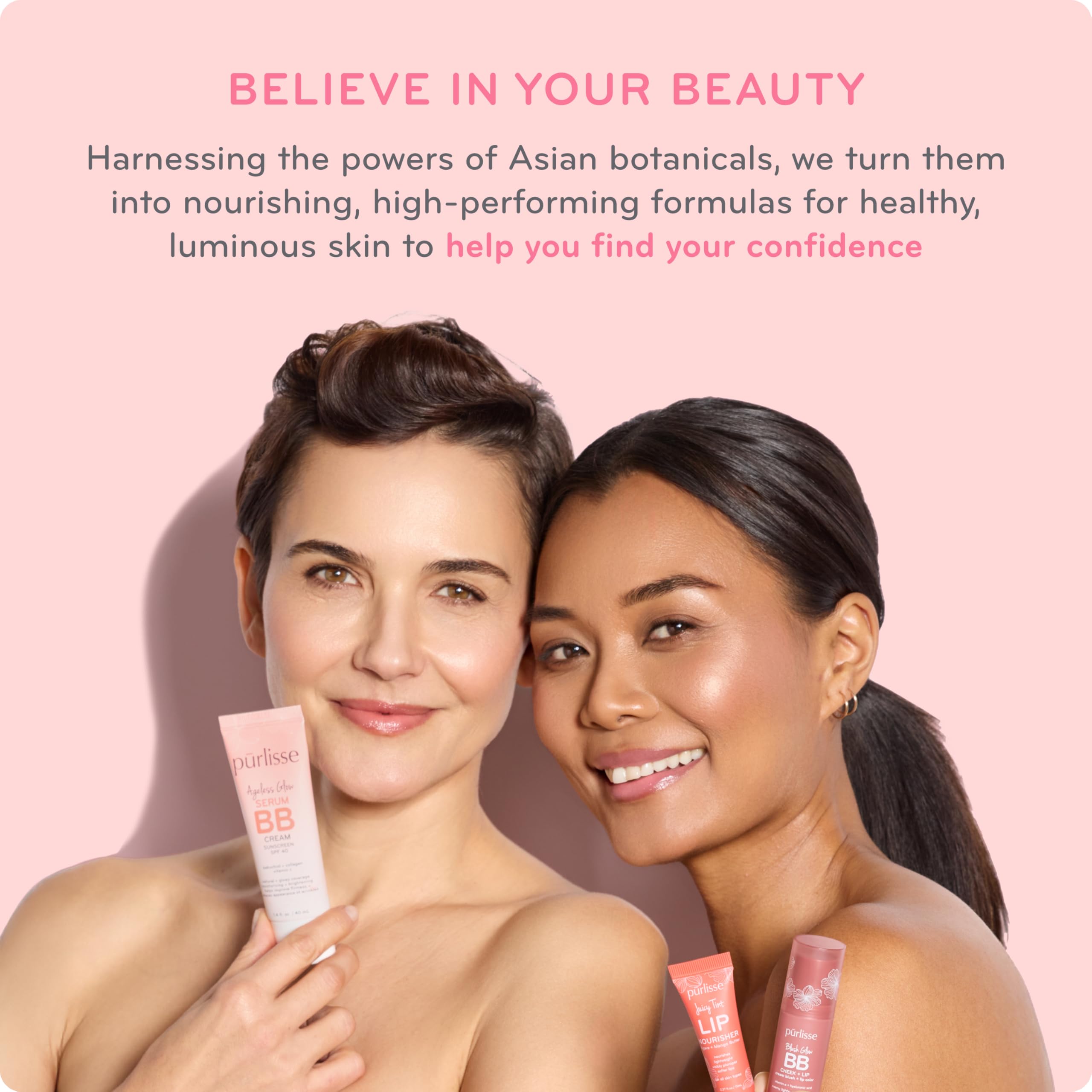 Pūrlisse Radiant Glow Illuminating BB Cream SPF 30 – Goji & Hawthorn Berry for Dewy Skin, Light Medium (1.4 oz)