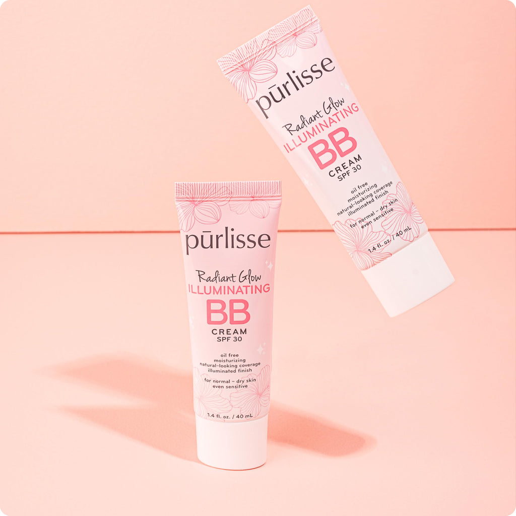 Pūrlisse Radiant Glow Illuminating BB Cream SPF 30 – Goji & Hawthorn Berry for Dewy Skin, Light Medium (1.4 oz)