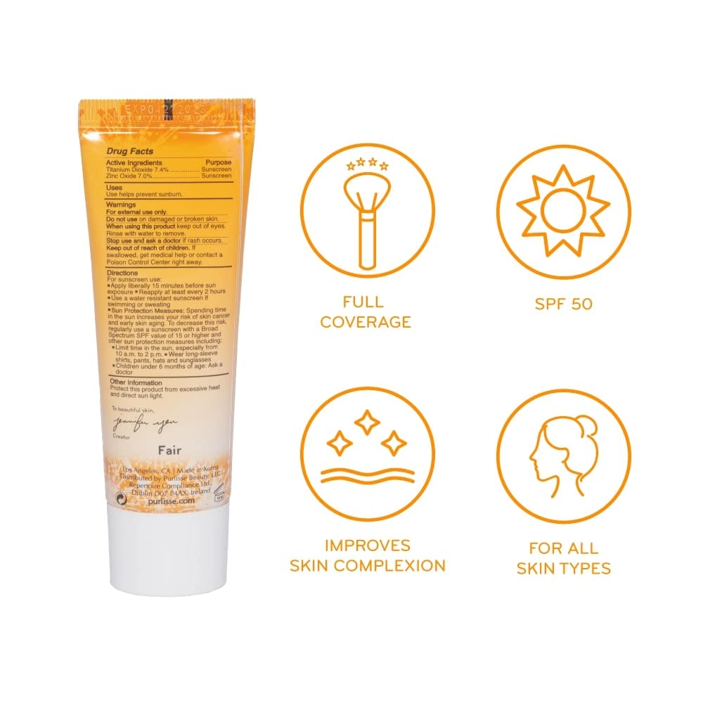 purlisse Youth Glow Vitamin C CC Cream SPF 50 - Light | Paraben-Free, Sea Buckthorn & Hyaluronic Acid