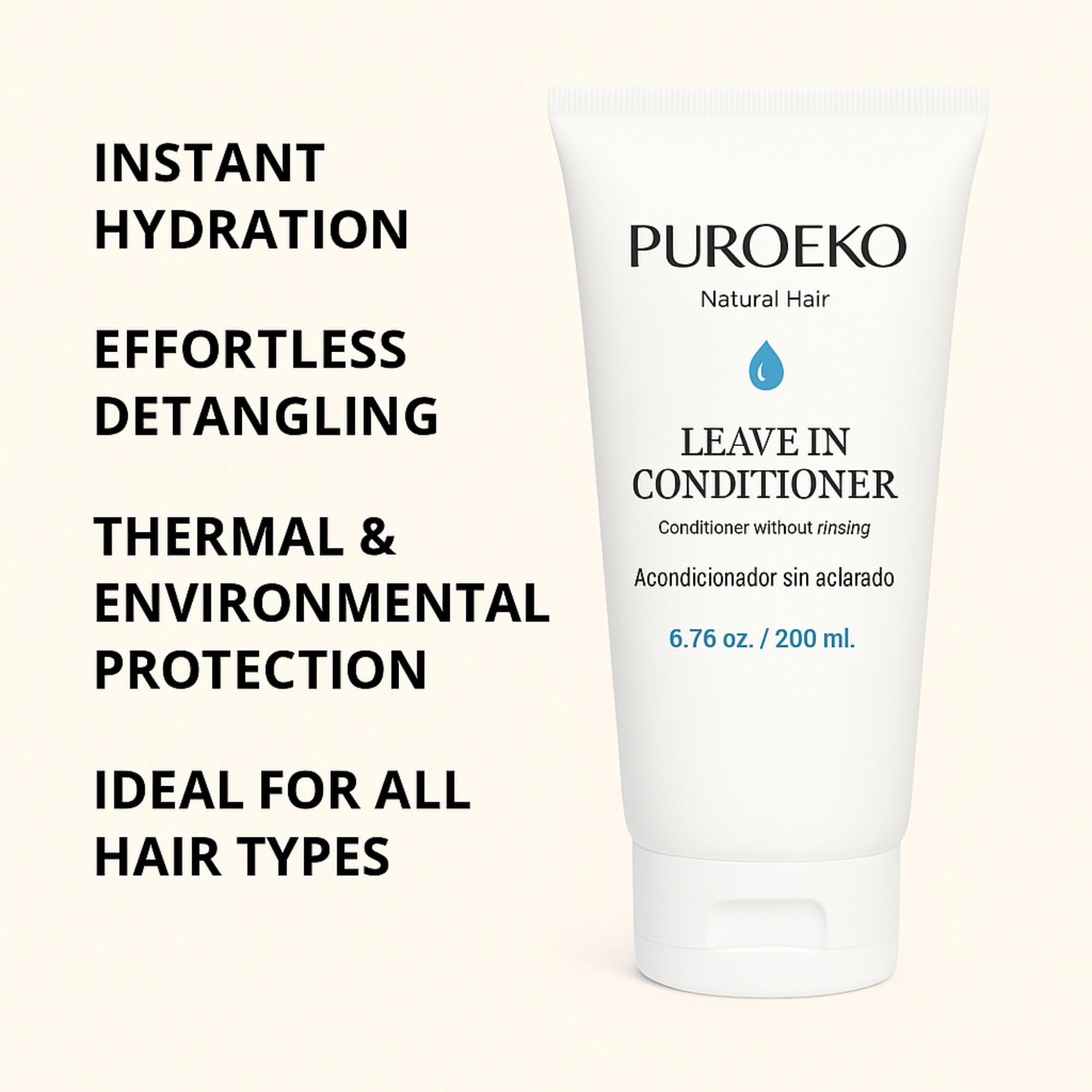 PUROEKO Hydrating & Protective Leave-In Conditioner | Detangles, Heat Protection, Lightweight Formula