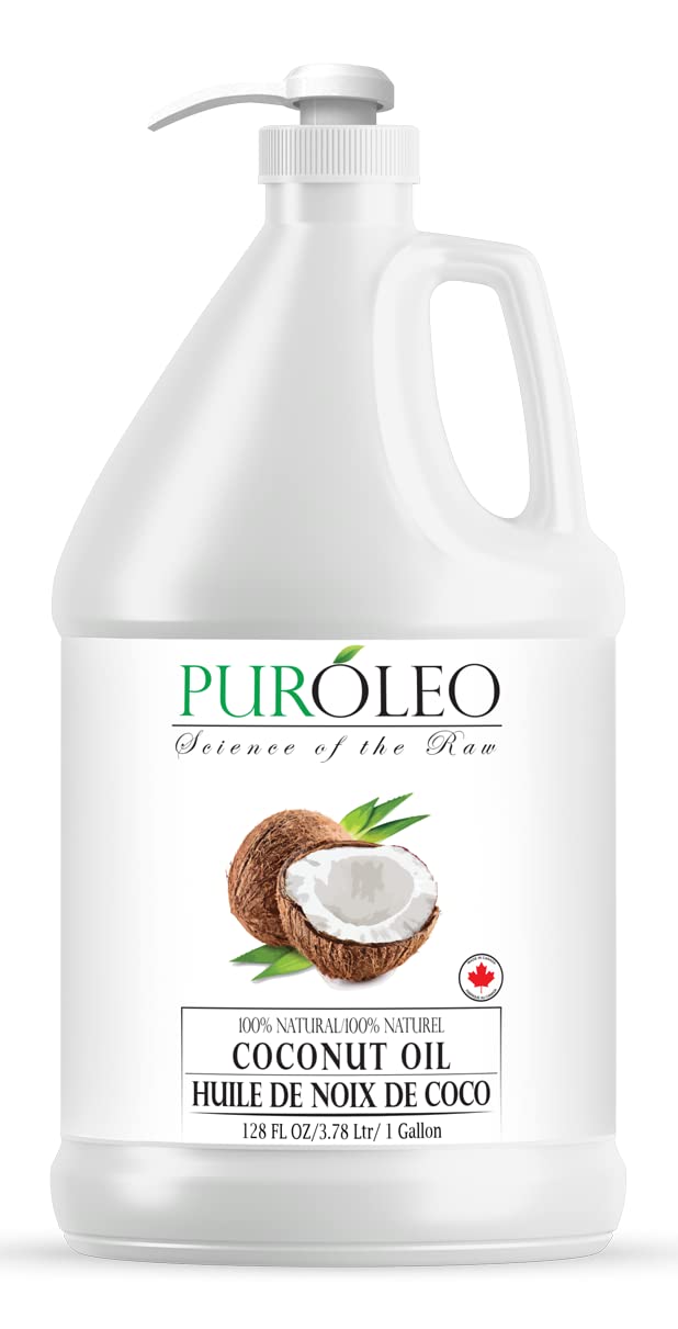 PURÓLEO Fractionated Coconut Oil 128oz (3784 ml) – Odorless Carrier Oil for Skin, Hair & Massage