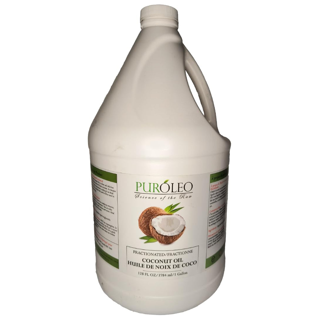 PURÓLEO Fractionated Coconut Oil 128oz (3784 ml) – Odorless Carrier Oil for Skin, Hair & Massage