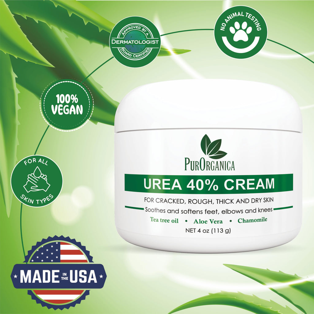 PurOrganica Urea 40% Foot Cream – USA-Made Moisturizing Foot Care (Pack of 2)