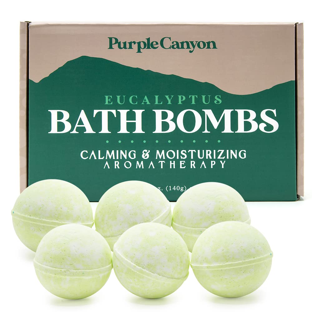 Purple Canyon Eucalyptus Bath Bombs – Energizing Mint & Eucalyptus Gift Set (6)