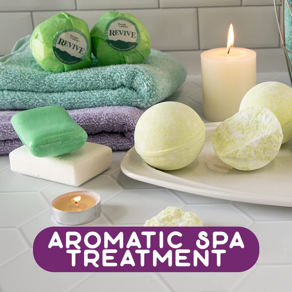 Purple Canyon Eucalyptus Bath Bombs – Energizing Mint & Eucalyptus Gift Set (6)