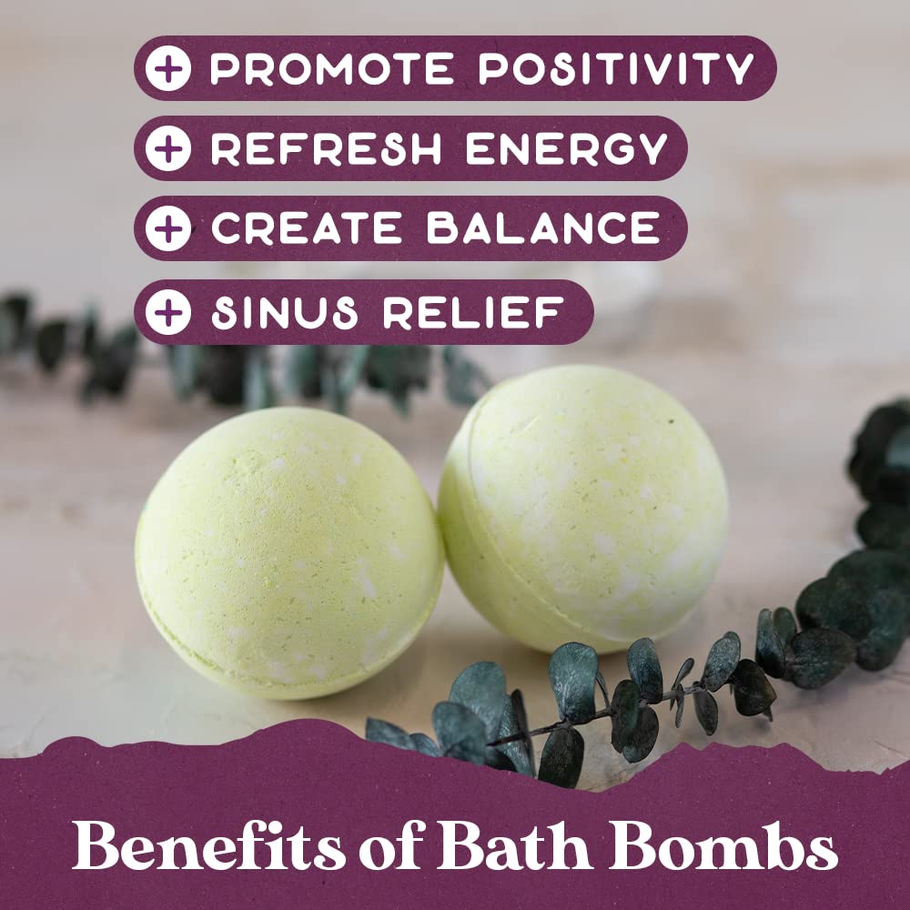 Purple Canyon Eucalyptus Bath Bombs – Energizing Mint & Eucalyptus Gift Set (6)