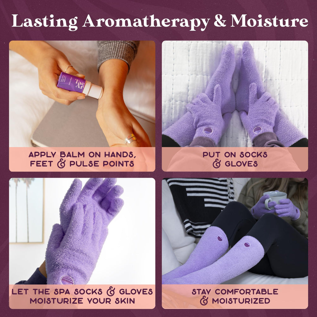 Purple Canyon Fuzzy Socks & Gloves Spa Kit with Aloe Vera & Vitamin E Balm