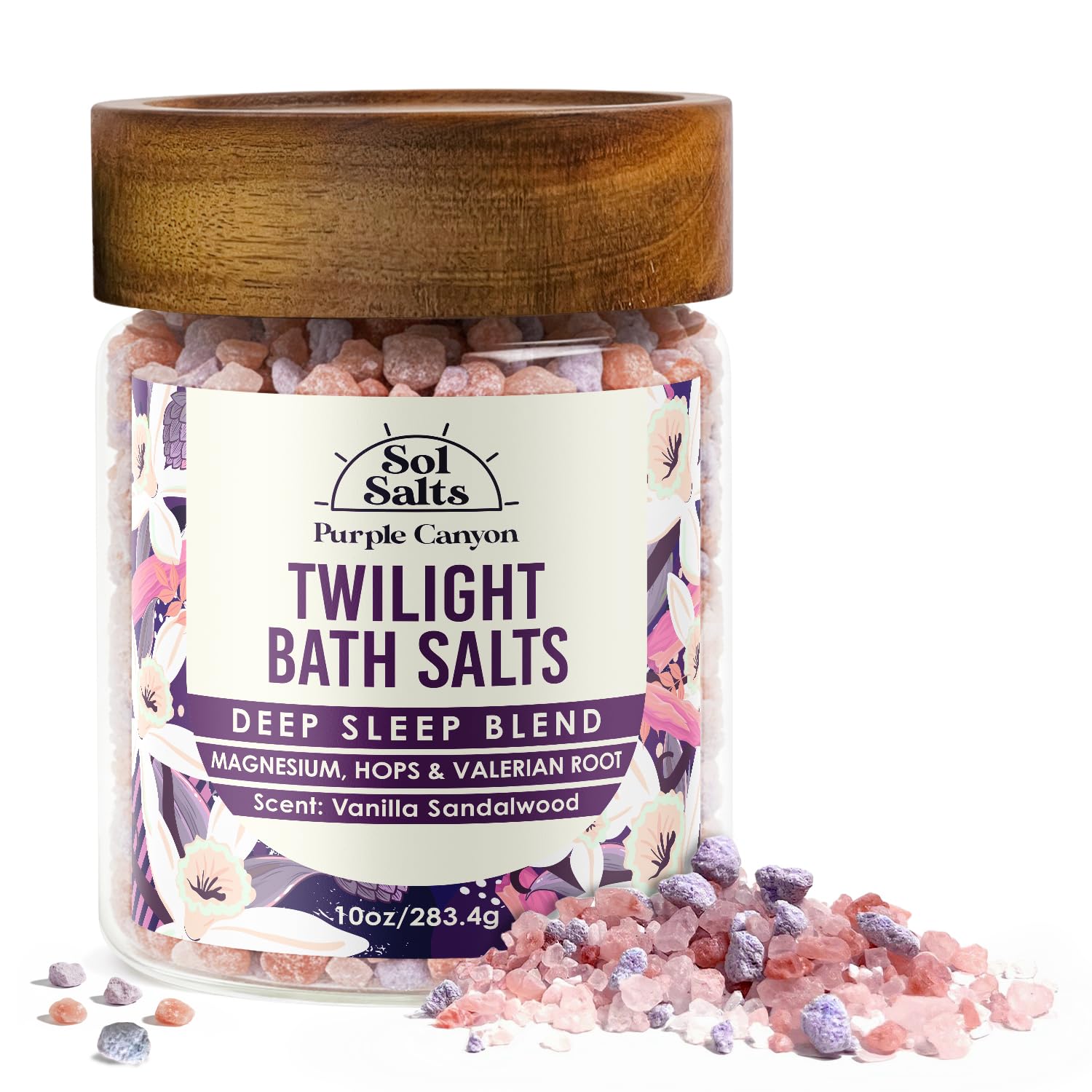 PURPLE CANYON SolSalts Twilight Deep Sleep Bath Salts 10oz | Magnesium-Infused Sandalwood & Vanilla