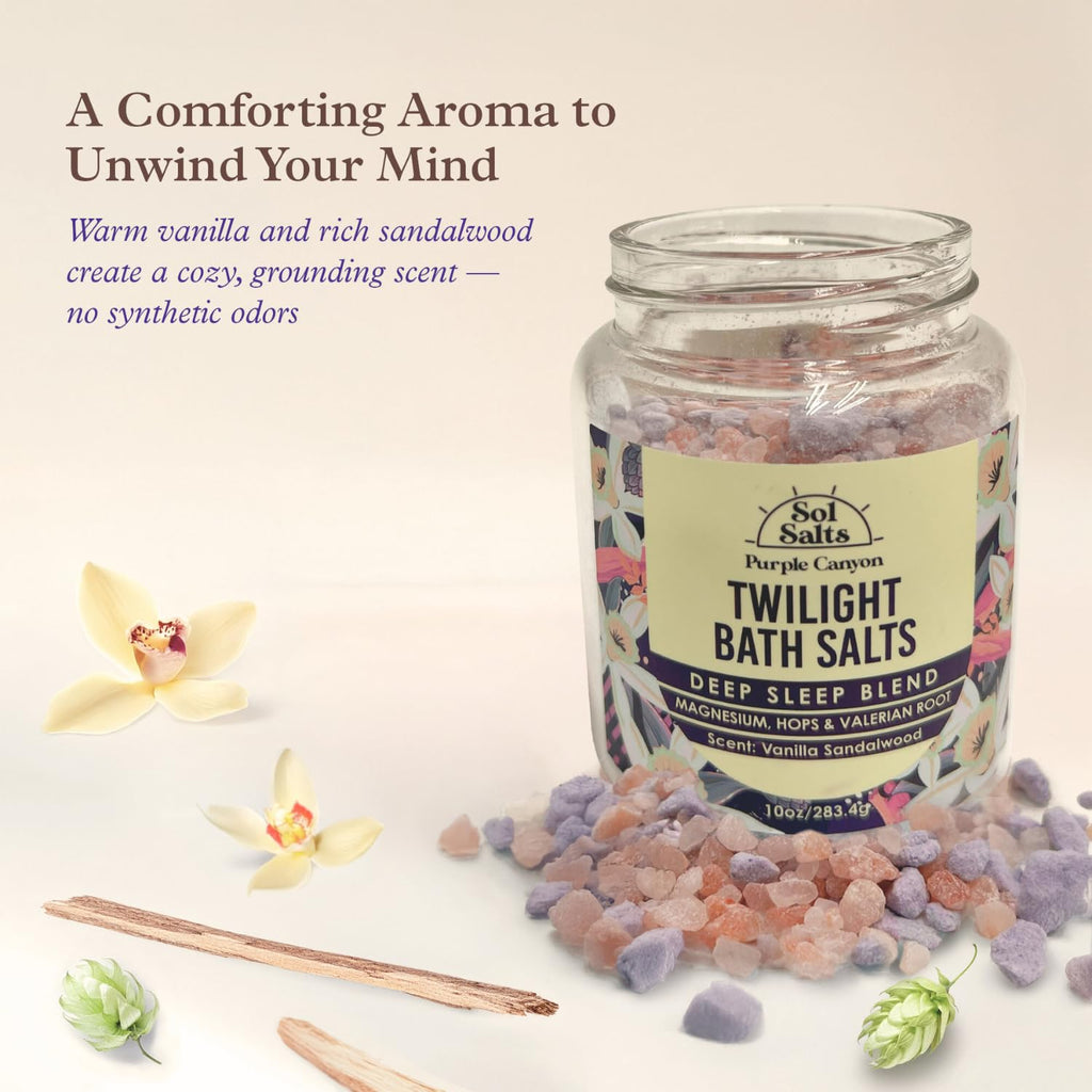 PURPLE CANYON SolSalts Twilight Deep Sleep Bath Salts 10oz | Magnesium-Infused Sandalwood & Vanilla