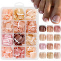Puyokinm 288pcs French Tip Toe Nails – Short Square, Glue-On, 12-Color 12-Pack Set