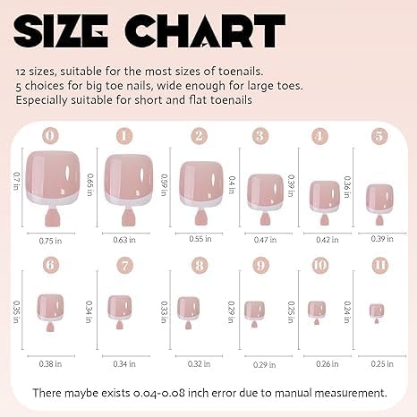 Puyokinm 288pcs French Tip Toe Nails – Short Square, Glue-On, 12-Color 12-Pack Set