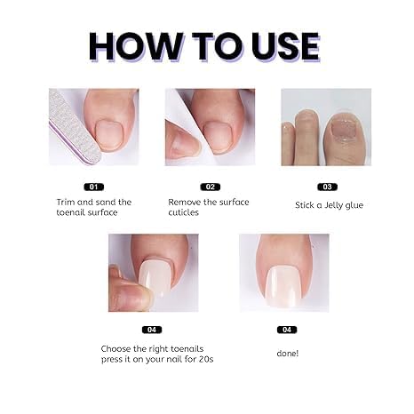 Puyokinm 288pcs French Tip Toe Nails – Short Square, Glue-On, 12-Color 12-Pack Set
