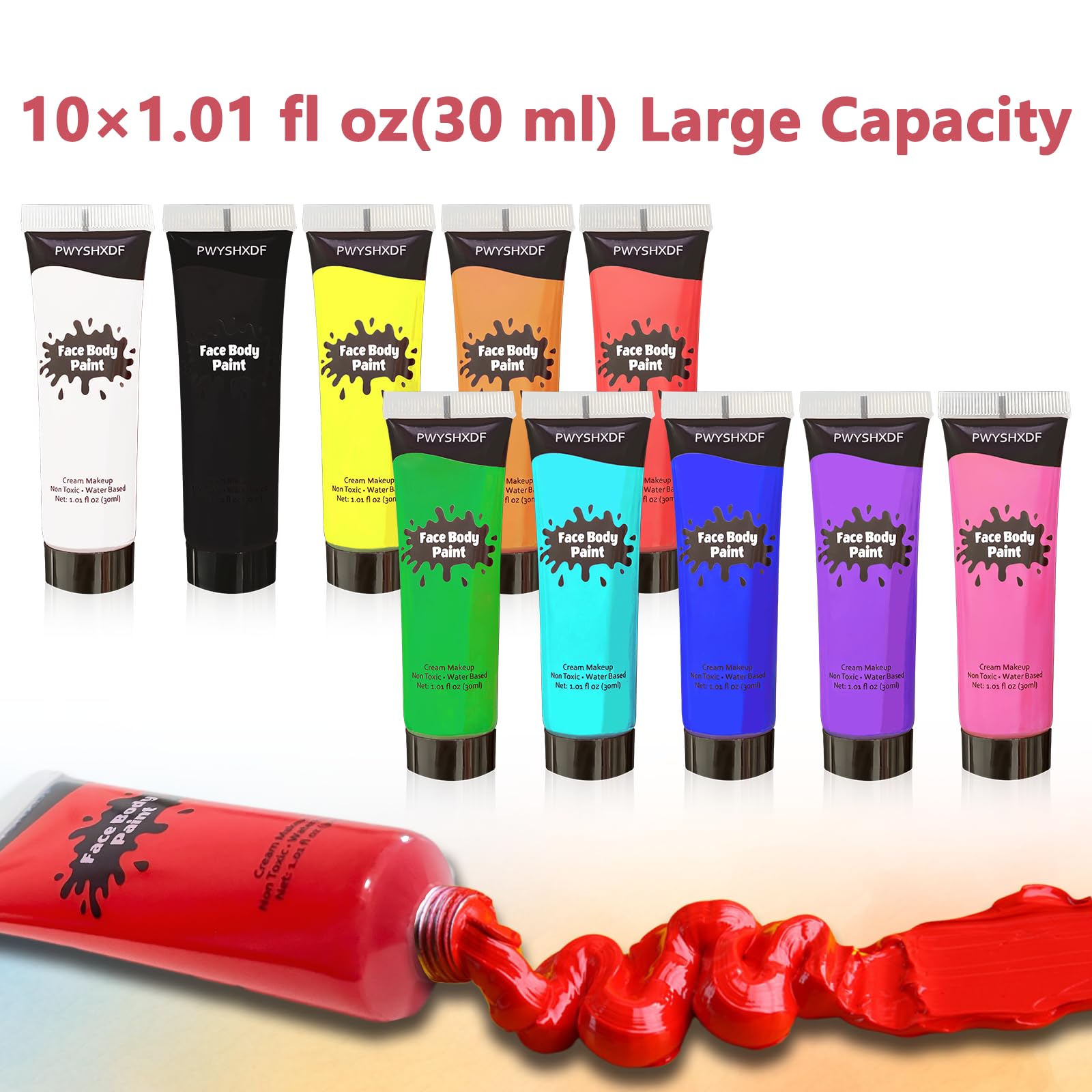 PWYSHXDF 10 Colors Water-Based Face & Body Paint Set for Adults – Non-Toxic & Washable