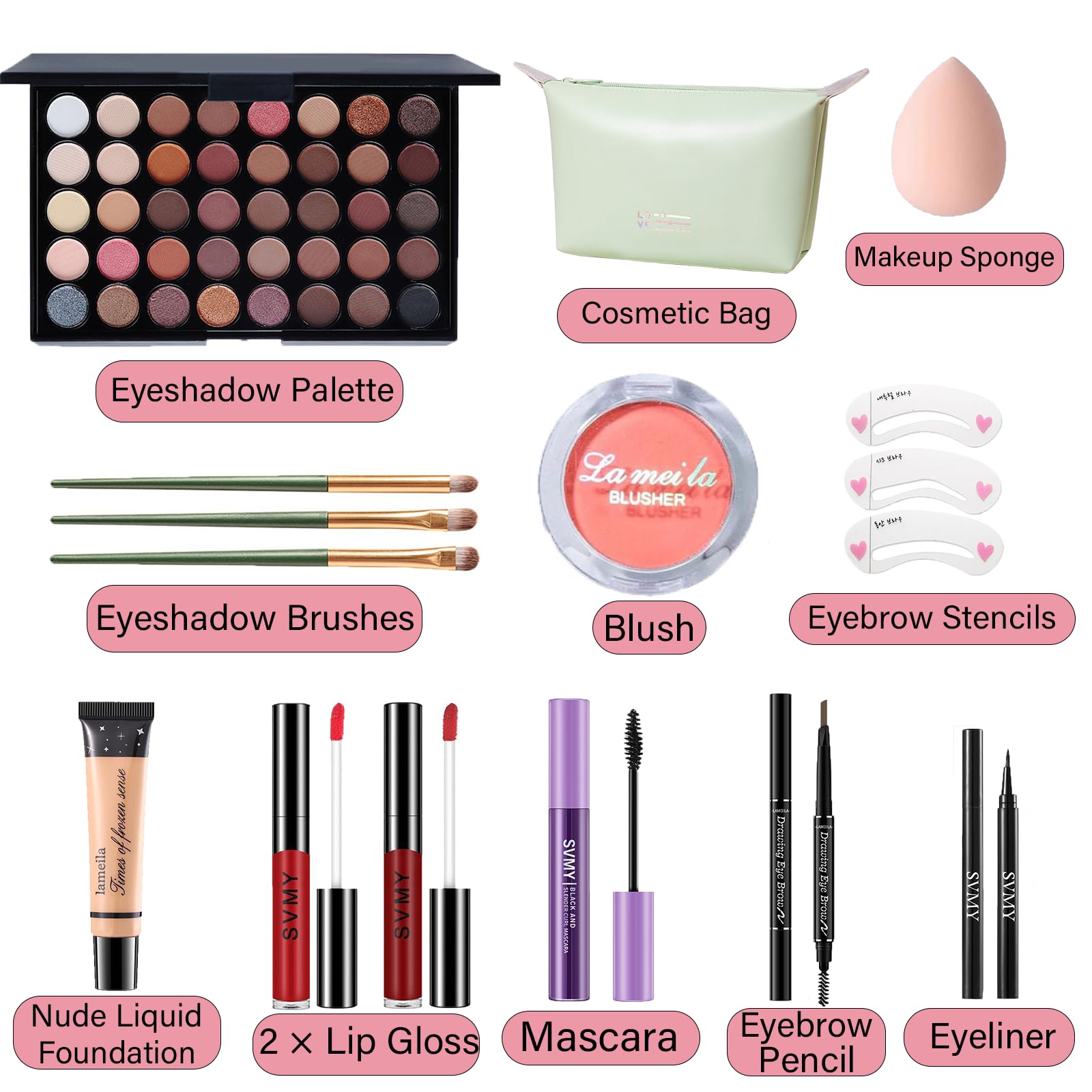 PWYSHXDF Makeup Set for Women – 40-Color Eye Palette + Nude Foundation