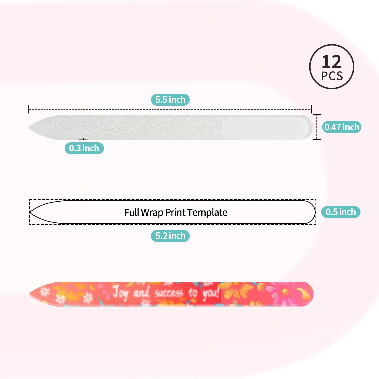 PYD Life 12 Pack Sublimation Glass Nail File Blanks – Durable, Washable & Customizable