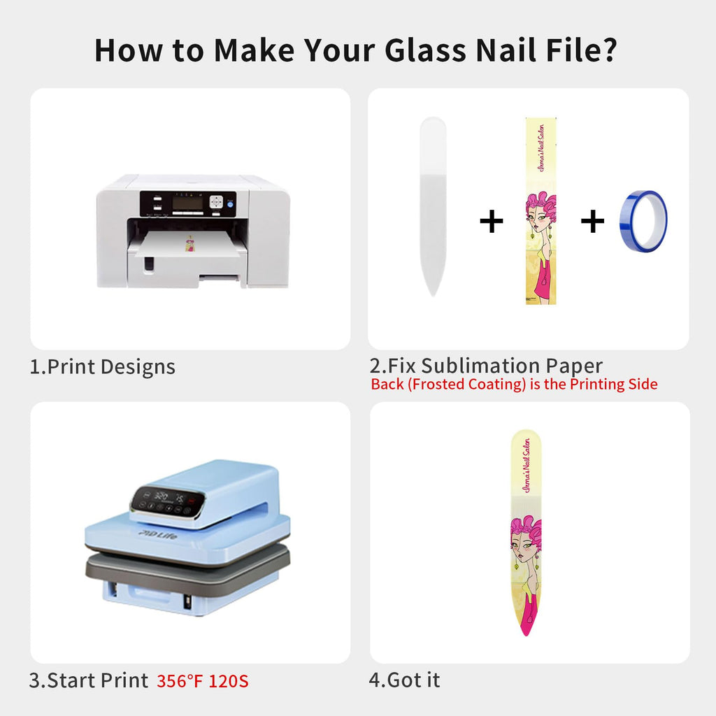 PYD Life 24-Pack Sublimation Glass Nail File Blanks – Mixed Shapes for Custom Nail Art