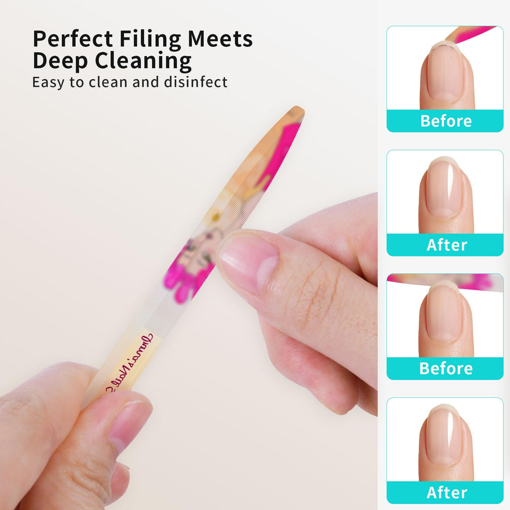 PYD Life 24-Pack Sublimation Glass Nail File Blanks – Mixed Shapes for Custom Nail Art
