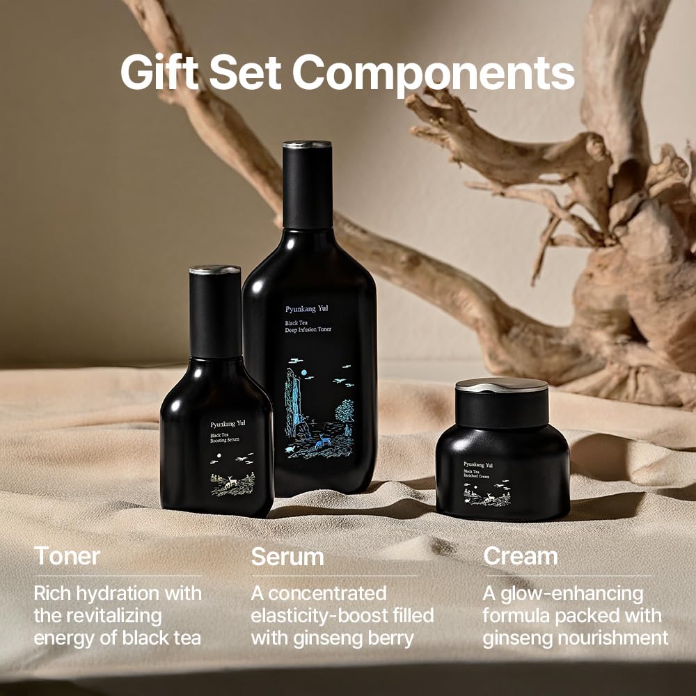 [PKY] Pyunkang Yul Black Tea Line Gift Box Set – Deep Nourishment for Anti-aging, Rich Moisture (3-Piece)