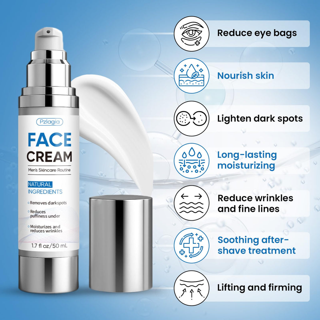 Pzlagia 6-In-1 Men's Face Cream – Anti-Aging, Hydration & Firming, 2 Pack (1.7 Fl Oz Each)