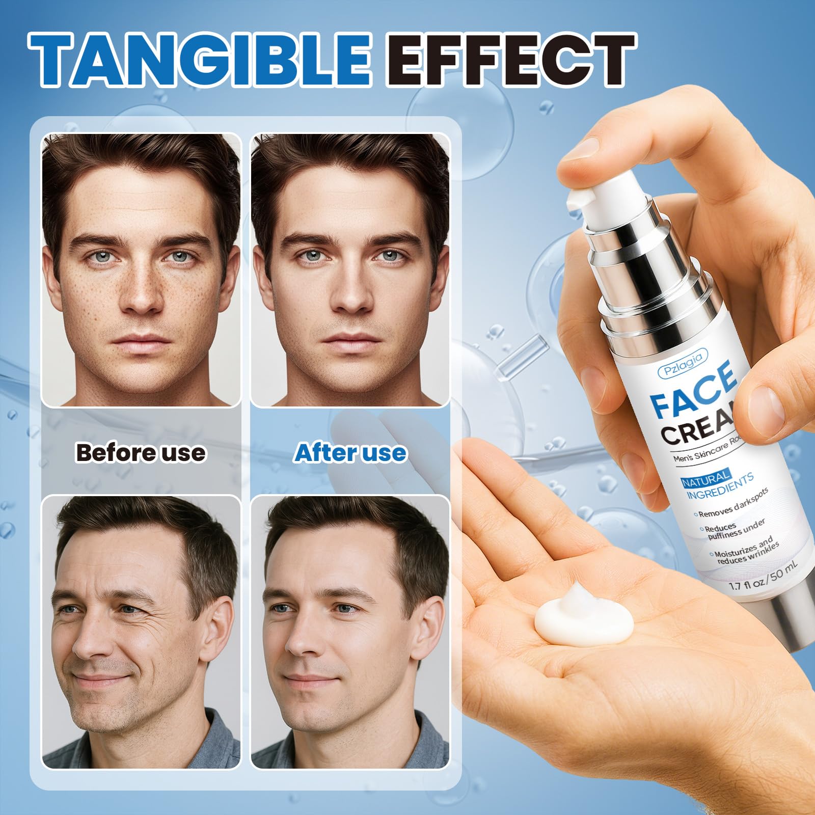 Pzlagia 6-In-1 Men's Face Cream – Anti-Aging, Hydration & Firming, 2 Pack (1.7 Fl Oz Each)