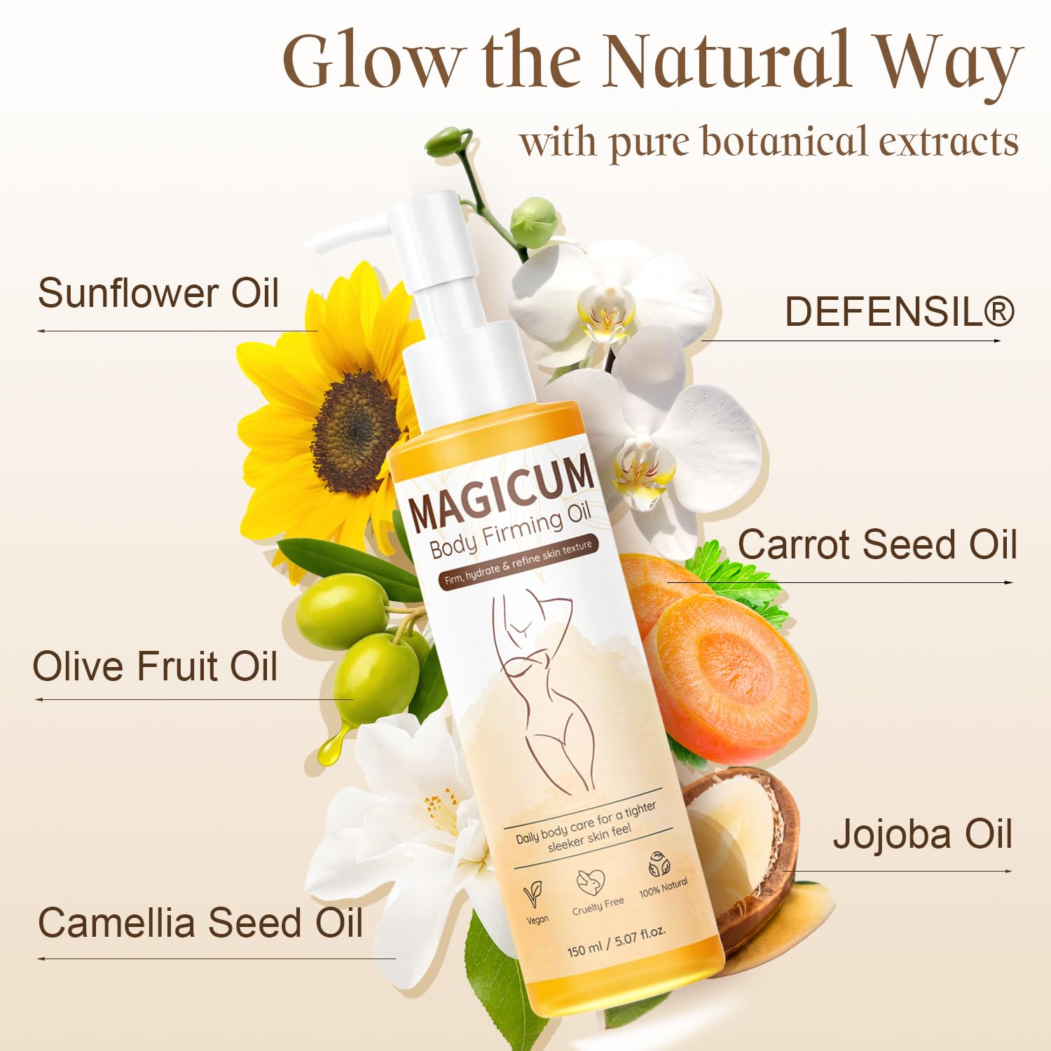 QAH Magic Body Firming Oil with Massage Roller – After Shower Hydration