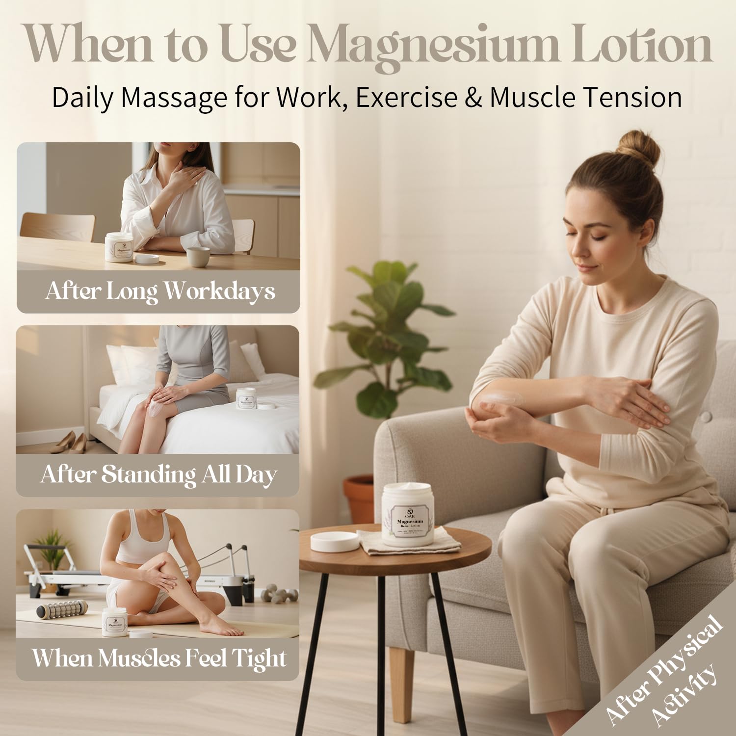 QAH Magnesium Cream for Muscle & Nerve Relief – Lavender & Aloe Vera, Fast Absorbing
