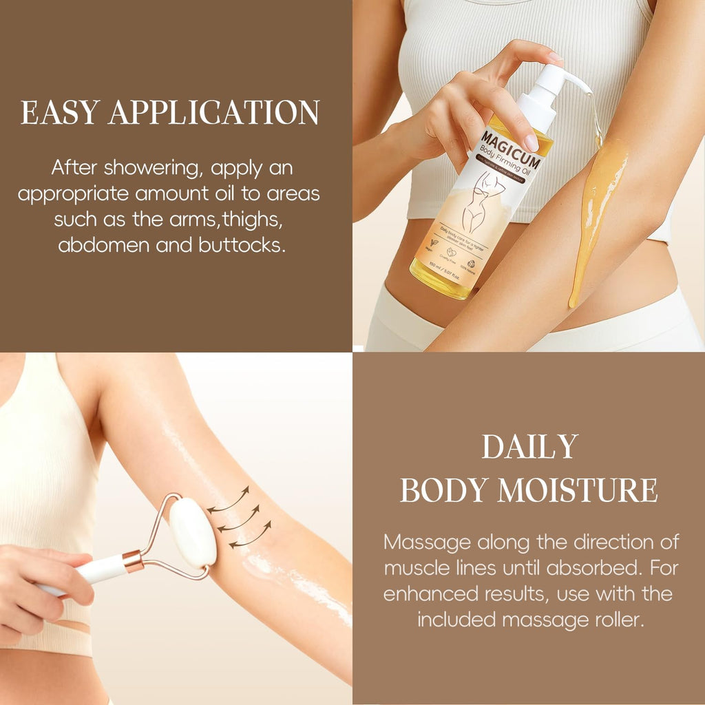 QAH Magic Body Firming Oil with Massage Roller – After Shower Hydration
