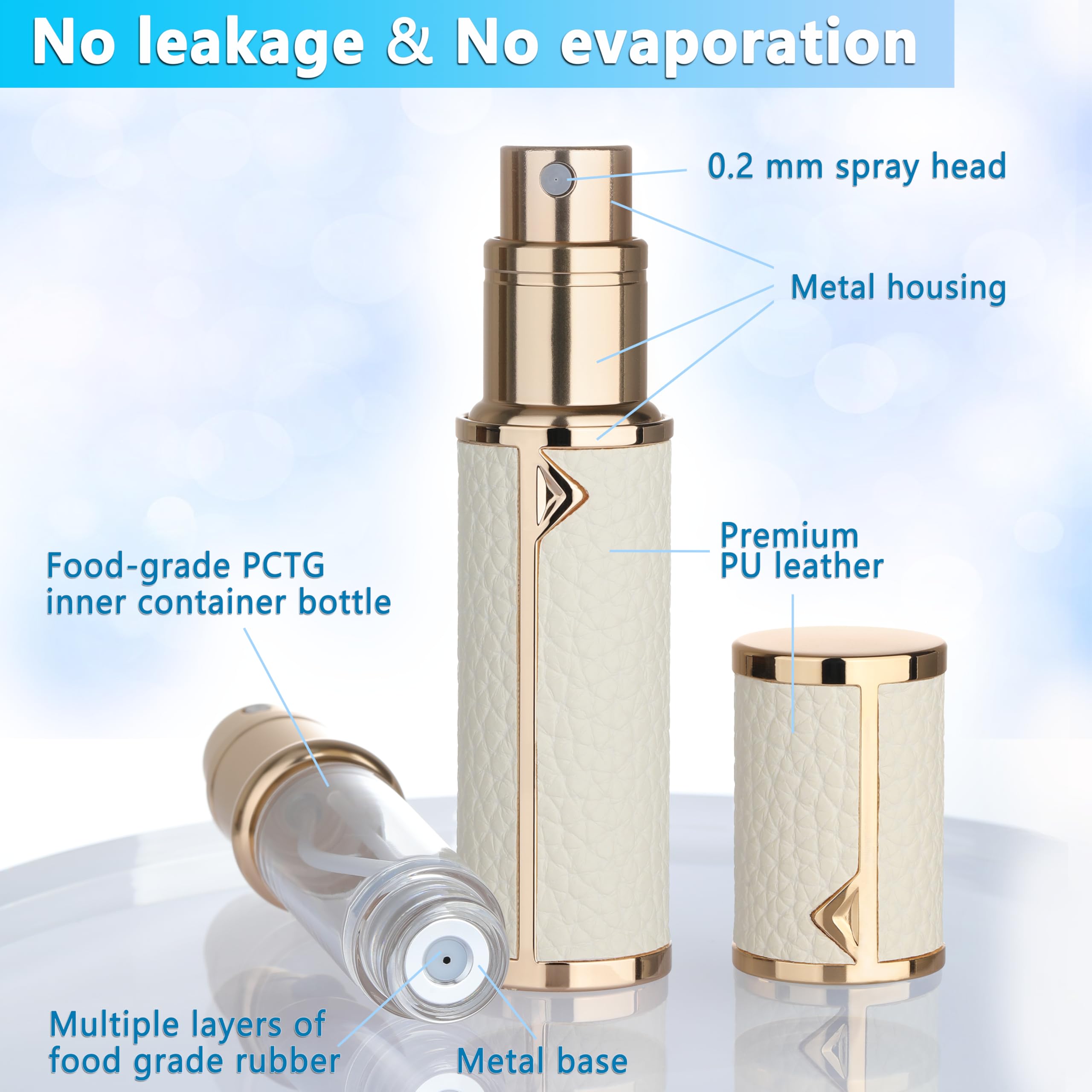 Qavhun 5ml Refillable Travel Perfume Atomizer — Ultra-Fine Spray, Leak-Proof, White
