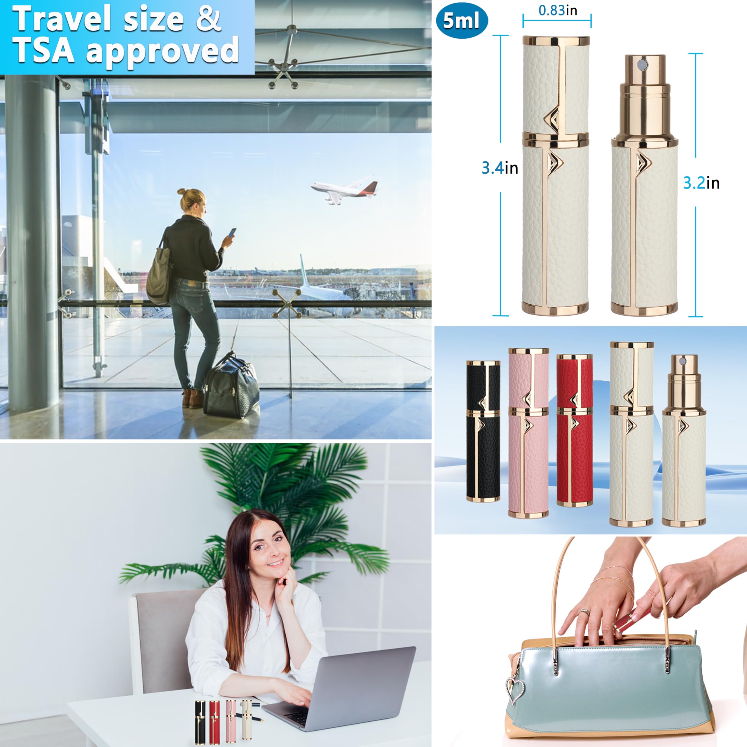 Qavhun 5ml Refillable Travel Perfume Atomizer — Ultra-Fine Spray, Leak-Proof, White
