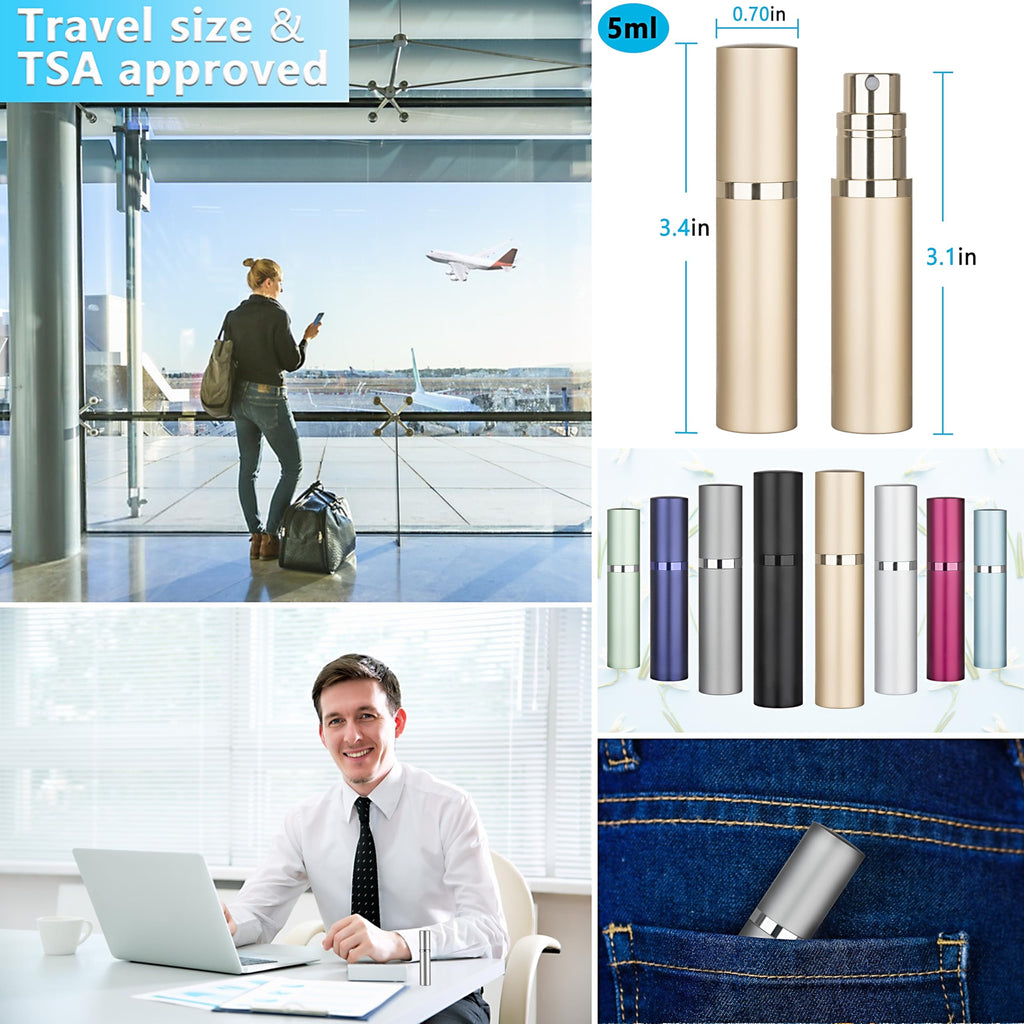 Qavhun Refillable 5ml Gold Travel Perfume Bottle – Leakproof Luxury Atomizer