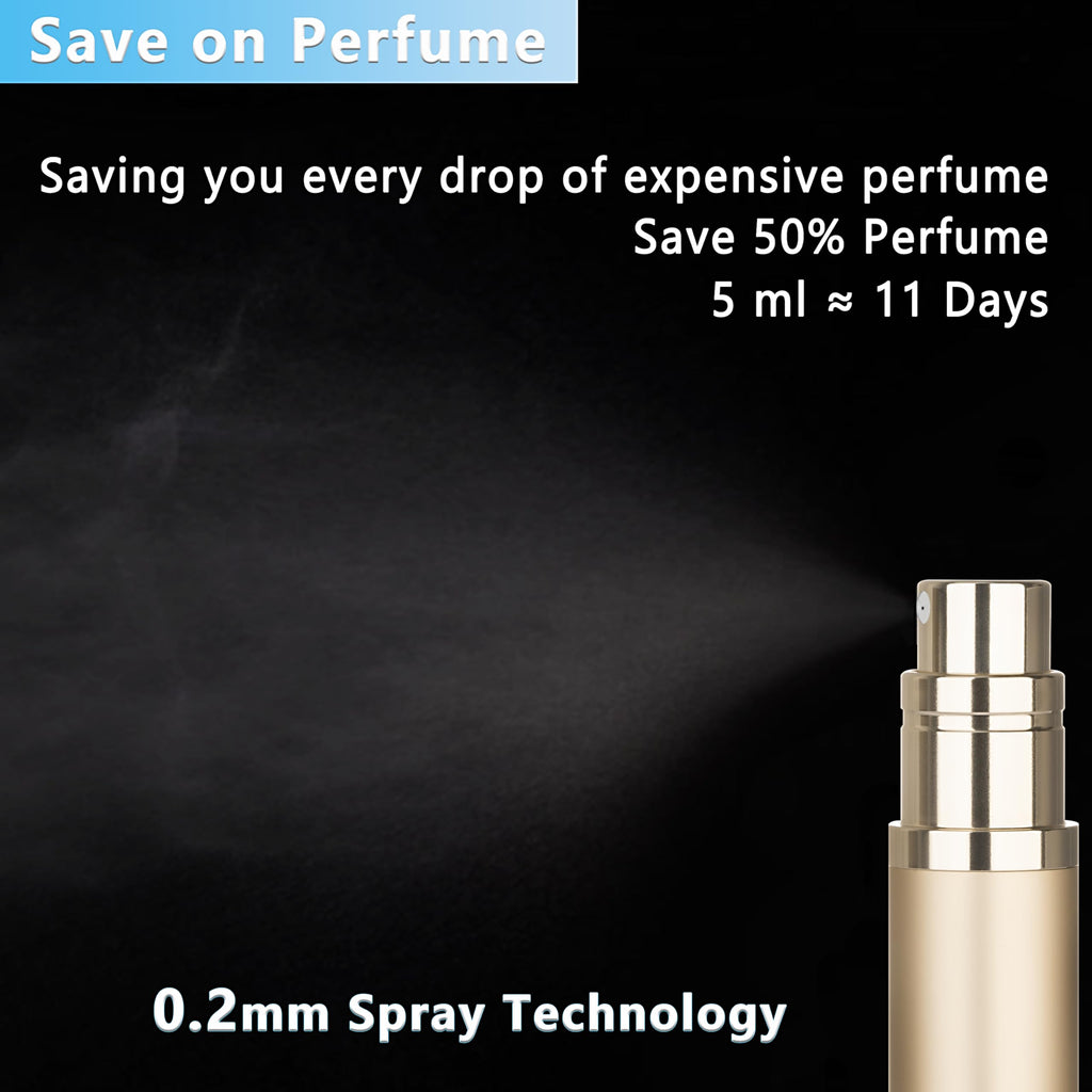 Qavhun Refillable 5ml Gold Travel Perfume Bottle – Leakproof Luxury Atomizer
