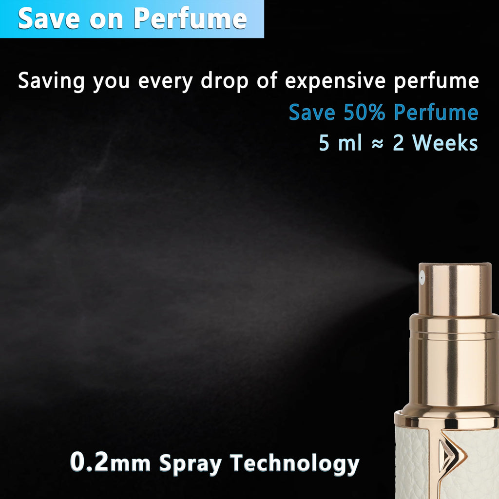 Qavhun 5ml Refillable Travel Perfume Atomizer — Ultra-Fine Spray, Leak-Proof, White