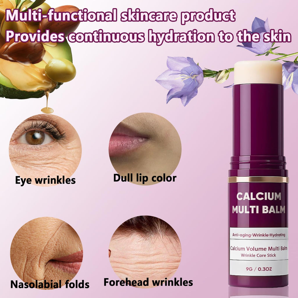 Qawnfy Calcium Multi Balm: Wrinkle Core Stick, Korean Collagen Moisturizing, 9g
