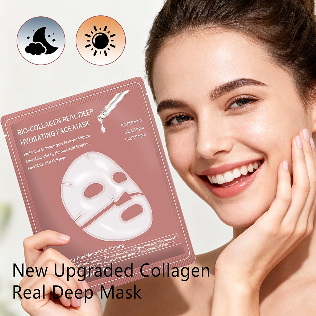 Qawnfy 8Pcs Bio-Collagen Real Deep Mask – Overnight Hydration & Firming