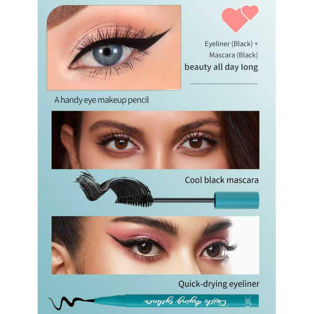 Qawnfy New Extension Mascara & Eyeliner Set – Waterproof, Smudge-Proof, All-Day Definition