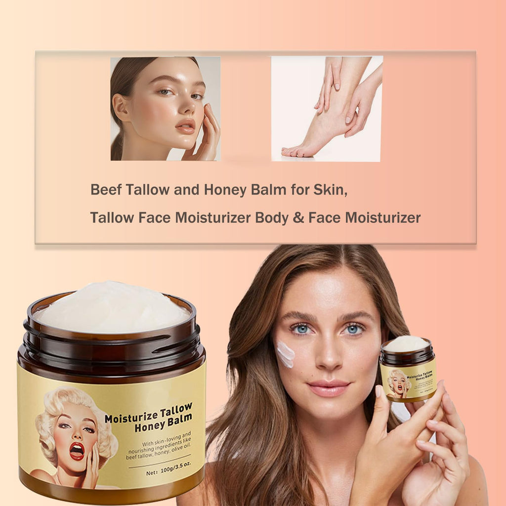 Qawnfy Whipped Beef Tallow & Honey Balm — Grass-Fed Tallow Moisturizer (3.5oz)