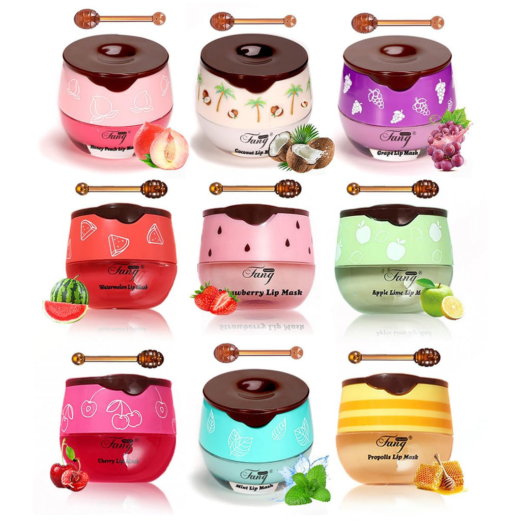 QBPPSSRY Lip Balm Sleeping Lip Mask – Overnight Hydration, 9 Fruity Packs