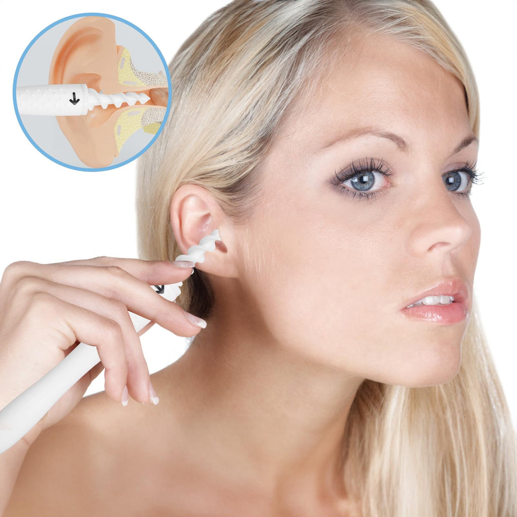 QGrips Spiral Ear Wax Removal Tool Kit with 16 Replaceable Flexible Tips, Reusable Safe Ear Cleaner