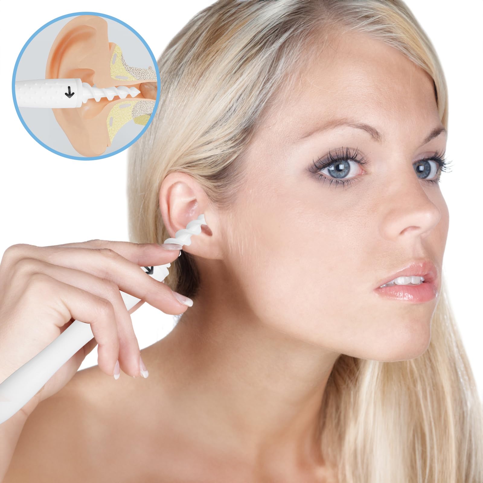 QGrips Spiral Ear Wax Removal Tool Kit with 16 Replaceable Flexible Tips, Reusable Safe Ear Cleaner
