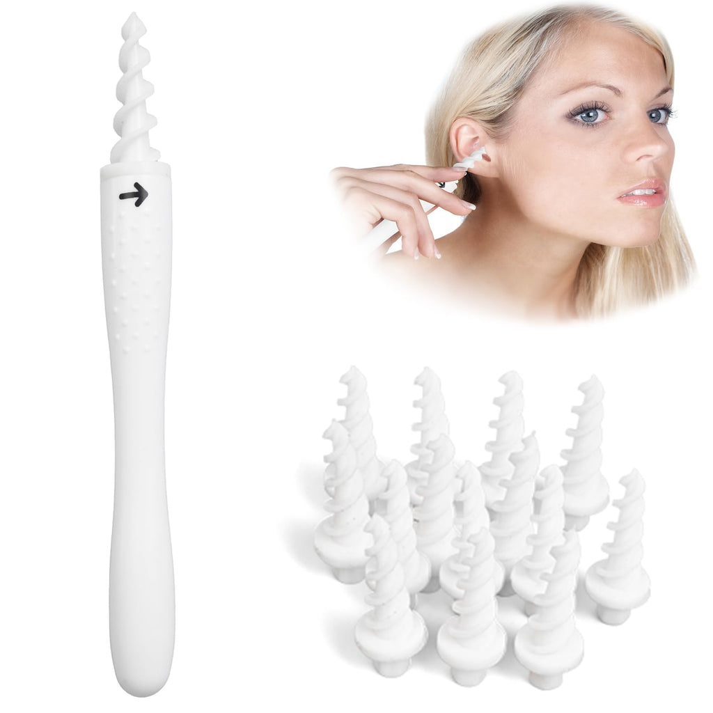 QGrips Spiral Ear Wax Removal Tool Kit with 16 Replaceable Flexible Tips, Reusable Safe Ear Cleaner