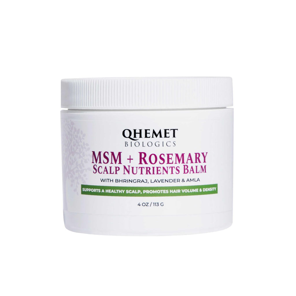 Qhemet Biologics MSM + Rosemary Scalp Nutrients Balm | Scalp Food for Healthy Hair | Vegan (4 oz)