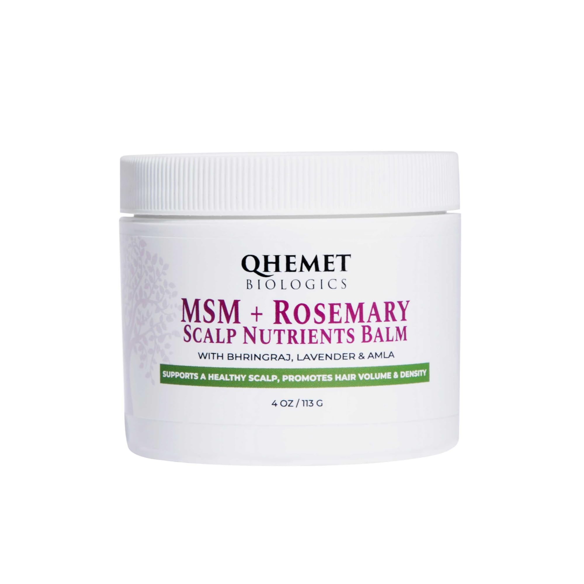 Qhemet Biologics MSM + Rosemary Scalp Nutrients Balm | Scalp Food for Healthy Hair | Vegan (4 oz)