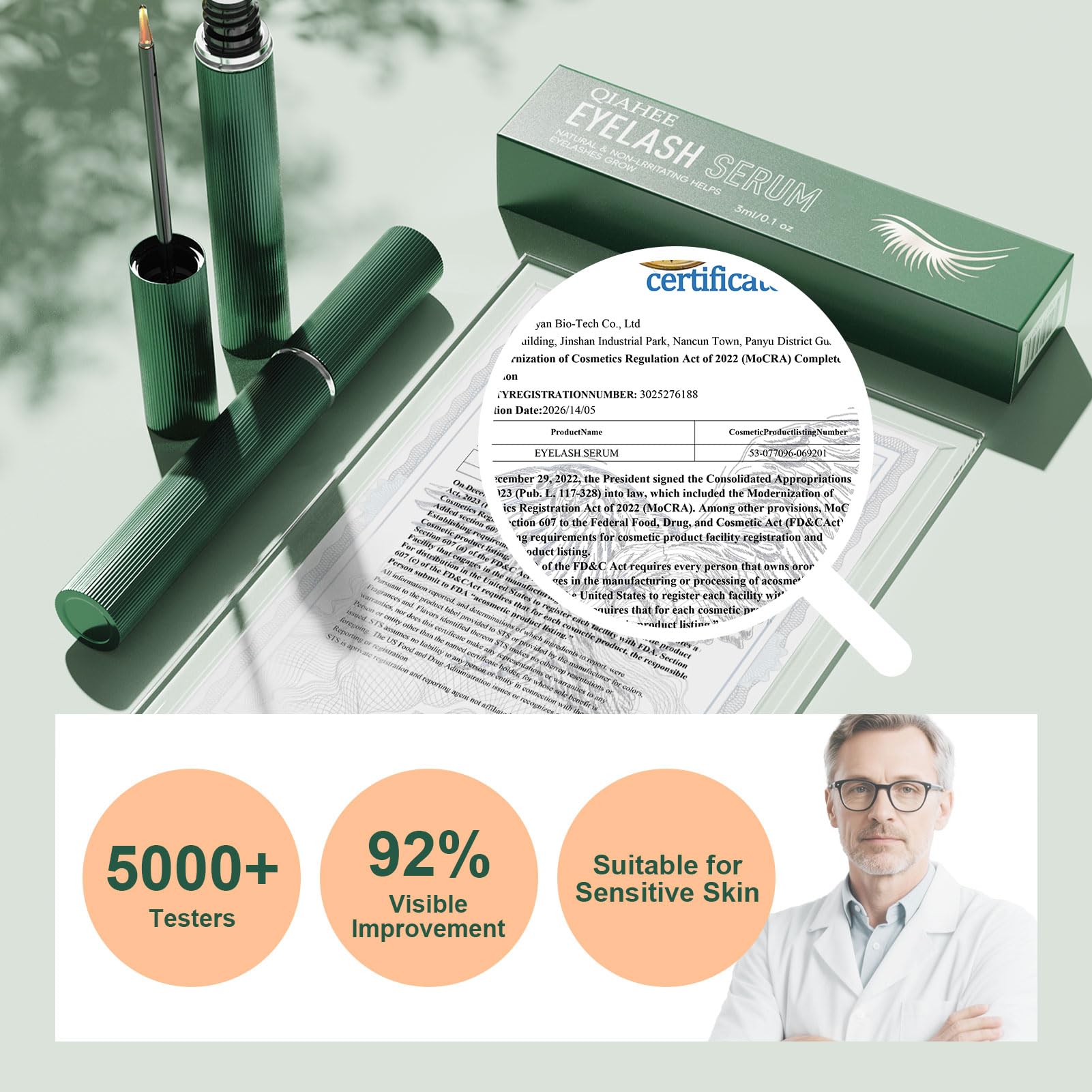 QIAHEE Eyelash Serum — Thicker, Longer, Fuller Lashes
