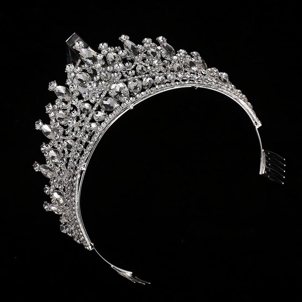 QIAIYALA Tiara with Comb – Silver Rhinestones Crown for Wedding, Prom, Cosplay