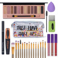 QiBest All-in-One Makeup Set – 12-Color Eyeshadow Palette, Mascara, Eyeliner, Matte Lipstick & Brush Kit