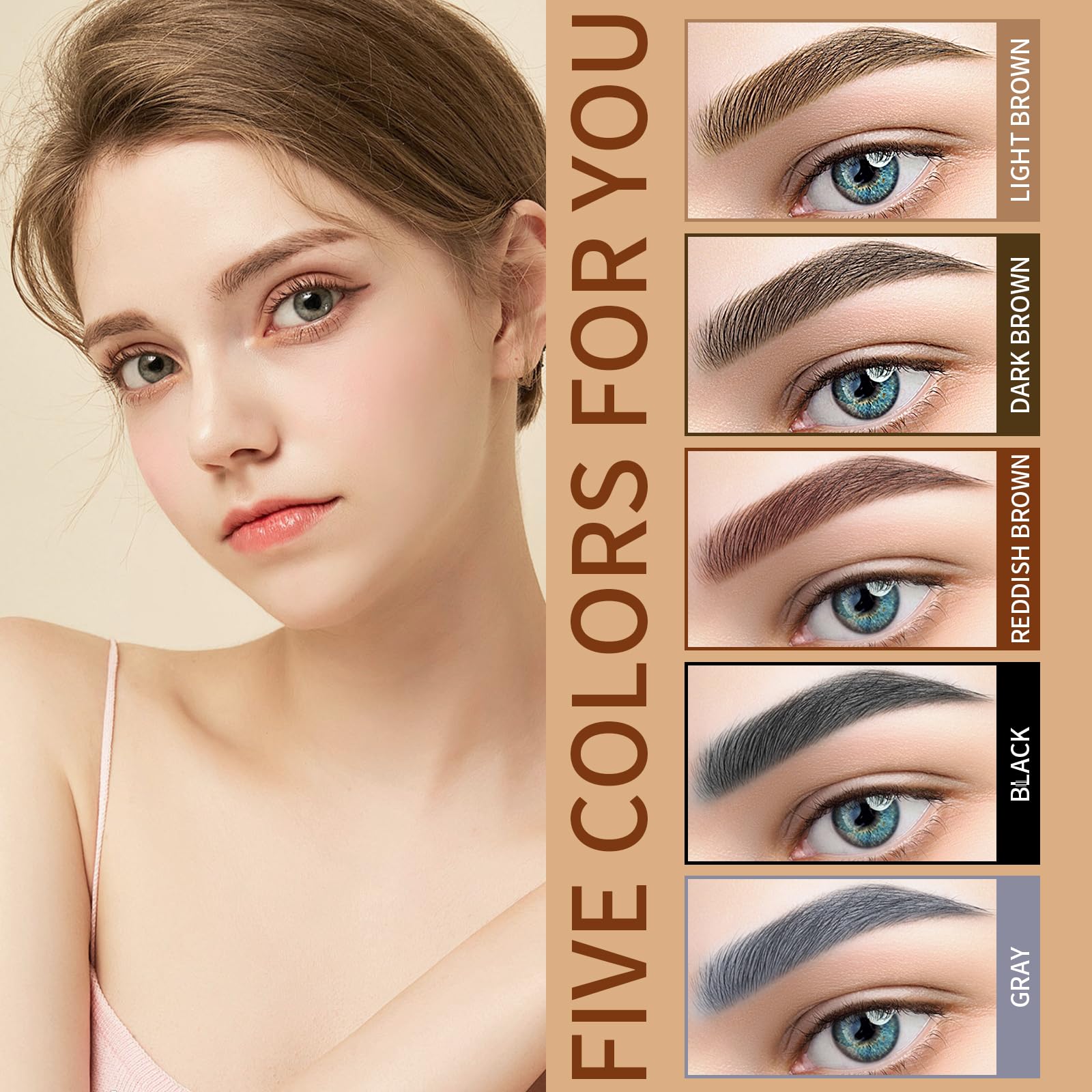 QIC Eyebrow 4 Tip Brow Pencil – Waterproof Microblading-Style Pencil for Natural Brows (Dark Brown-02)