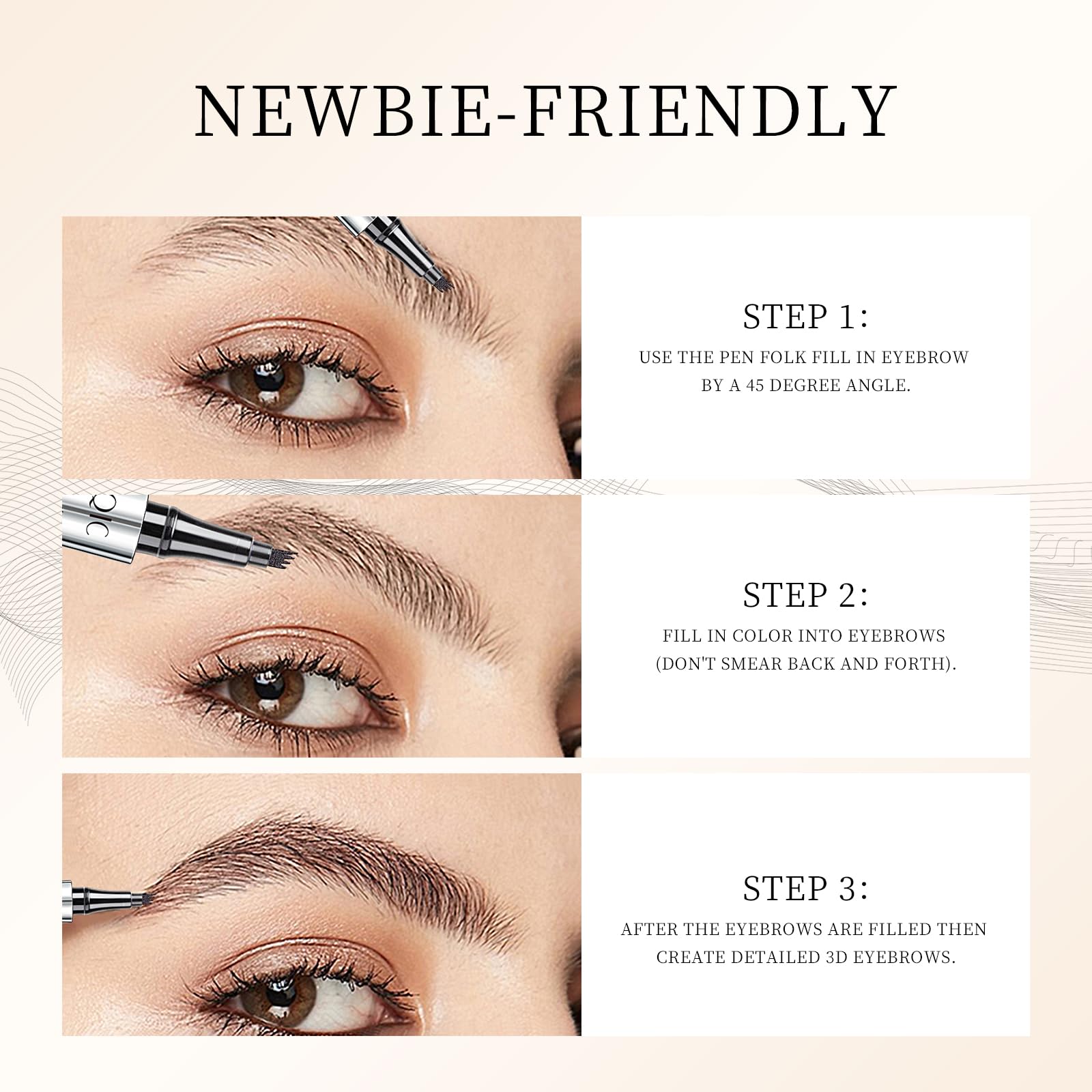 QIC Eyebrow 4 Tip Brow Pencil – Waterproof Microblading-Style Pencil for Natural Brows (Dark Brown-02)