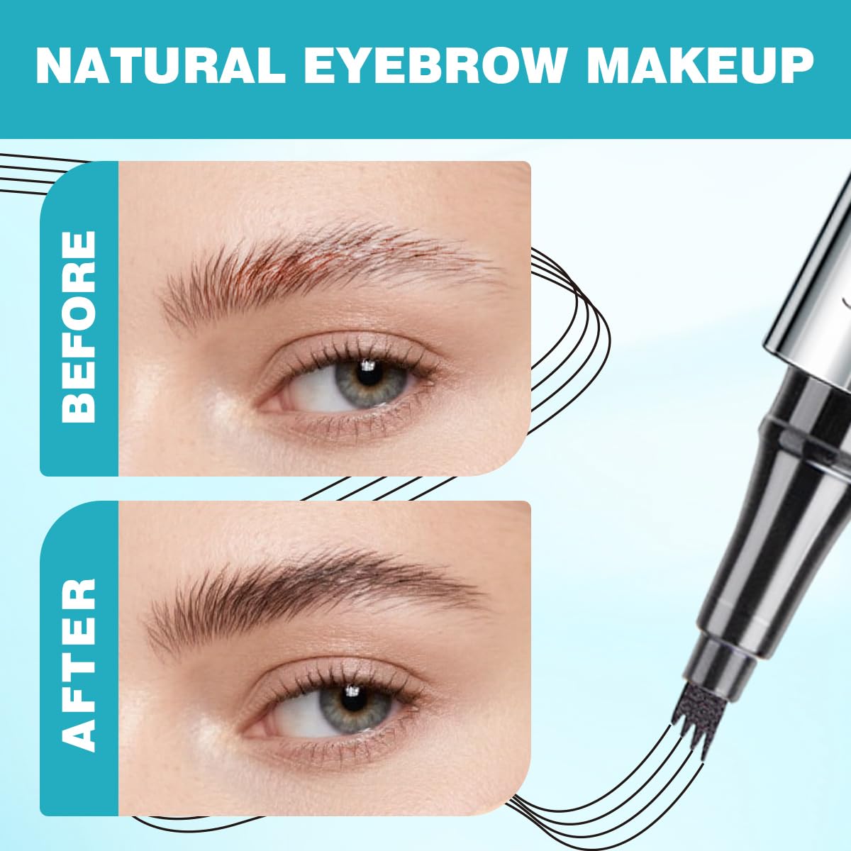 QIC Eyebrow Pencil with 4-Tip Microblade – Waterproof & Smudge-Proof