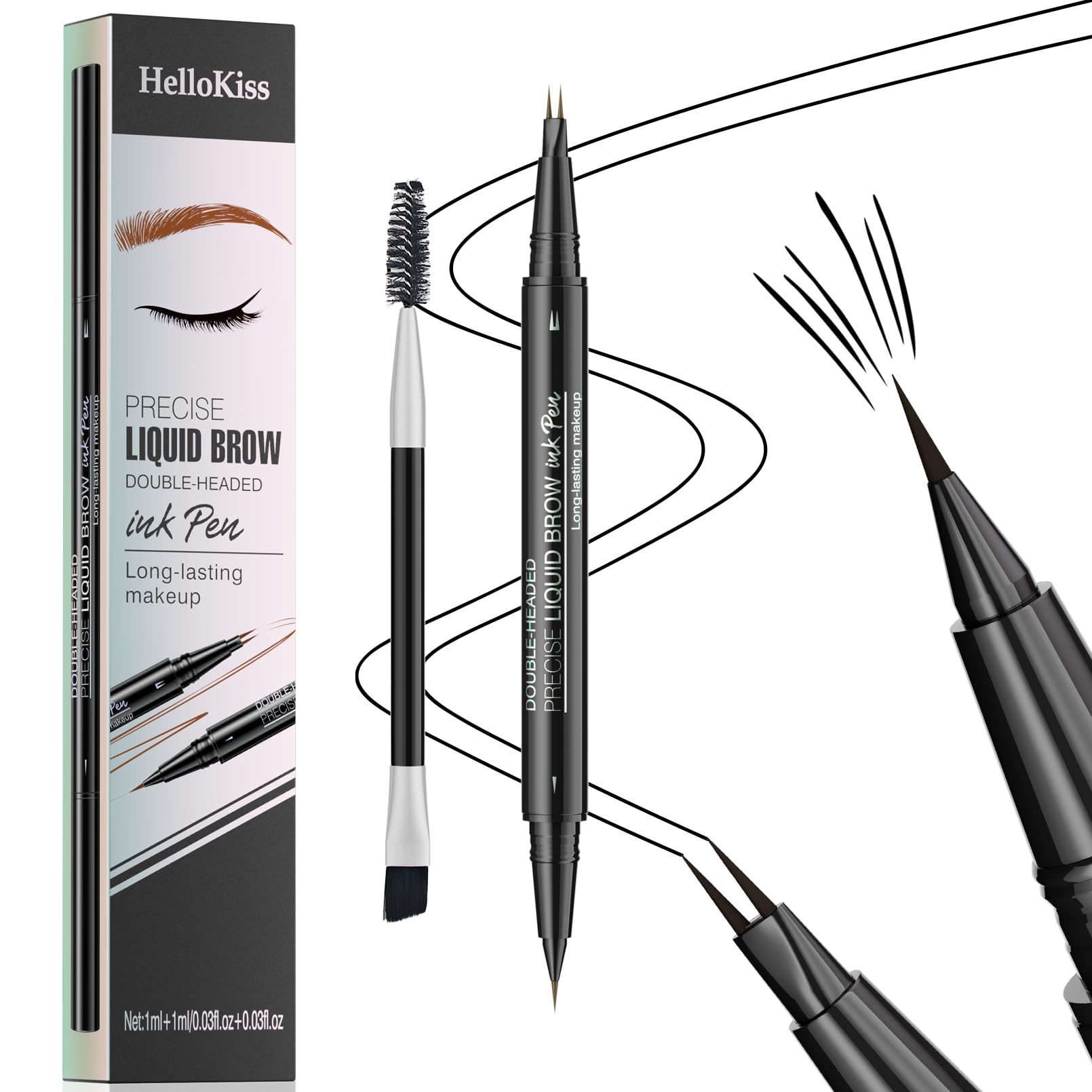 QIC Microblading Eyebrow Pencil – 2-in-1 Dual-Ended Brow Pen with Brush | Waterproof & Long-Lasting