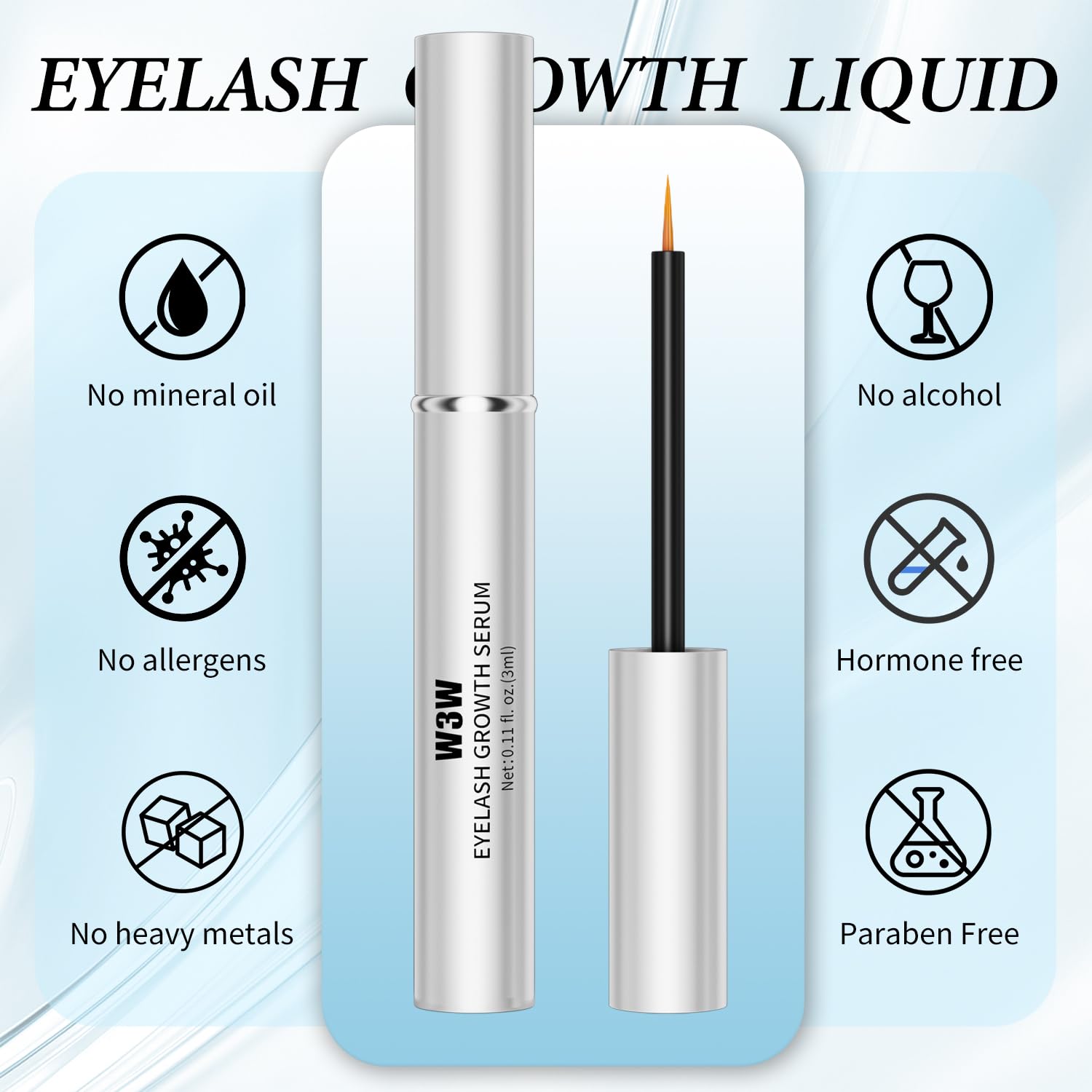 QIC W3W Eyelash Growth Serum – Caffeine & Peptides (3ml)